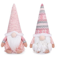 D-FantiX 2 Pack Pink Christmas Gnomes with Short Legs