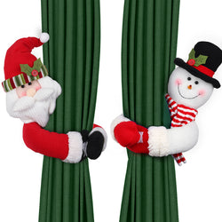 D-FantiX Christmas Curtain Buckle Tieback Set of 2, Santa Snowman Curtain Tiebacks