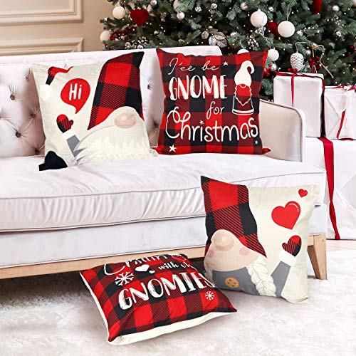 D-FantiX Christmas Gnome Throw Pillow Covers Set of 4