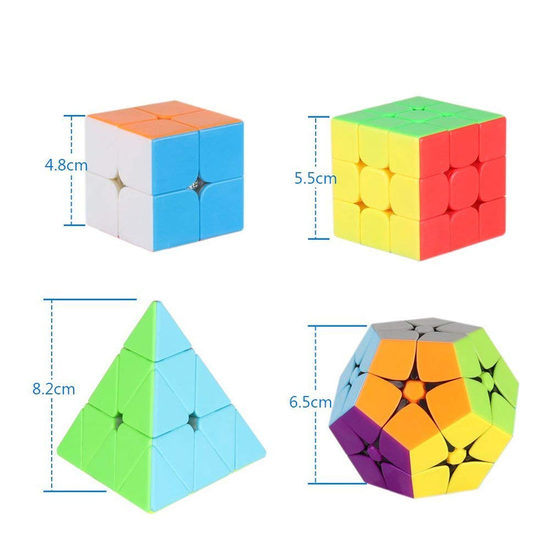 D-FantiX Stickerless Speed Cube Bundle of 2x2, 3x3, Pyramid, 2x2 Megaminx