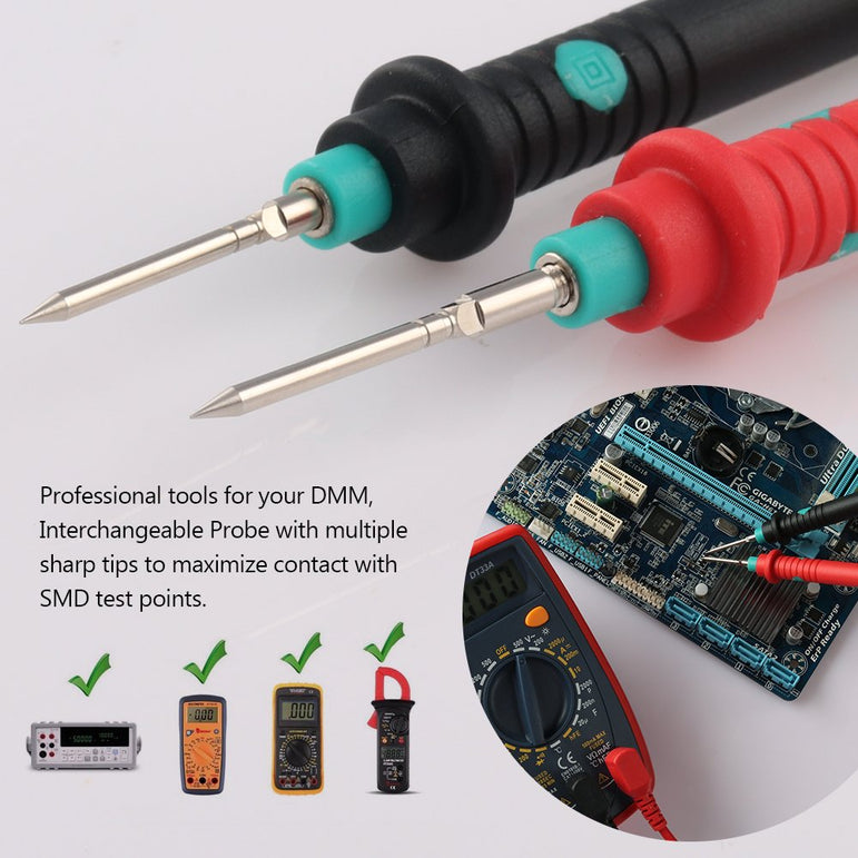 Micsoa Multimeter Test Leads Kit, Digital Multimeter Leads with Alligator Clips Replaceable Multimeter Probes Tips Set of 16