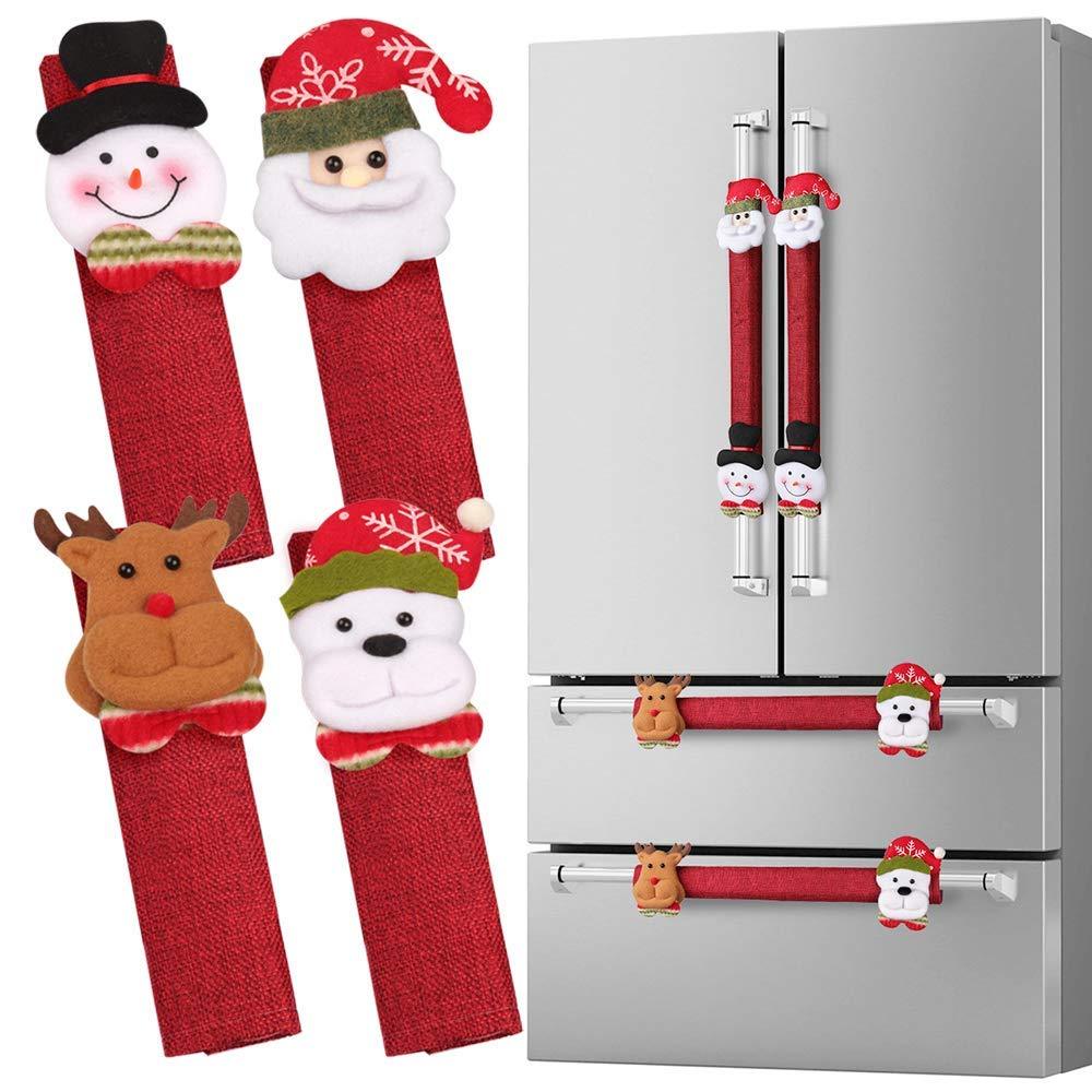 Santa Snowman Refrigerator Door Handle Covers Set of 8