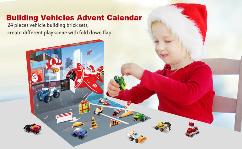 D-FantiX Advent Calendar with Construction Vehicles Building Blocks