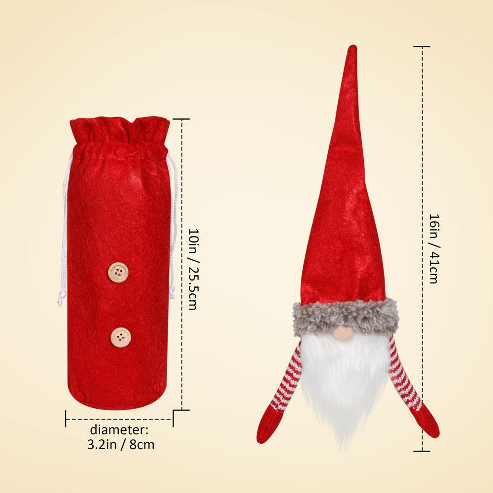 D-FantiX Christmas Gnomes Wine Bottle Cover, Swedish Tomte Wine Bottle Toppers