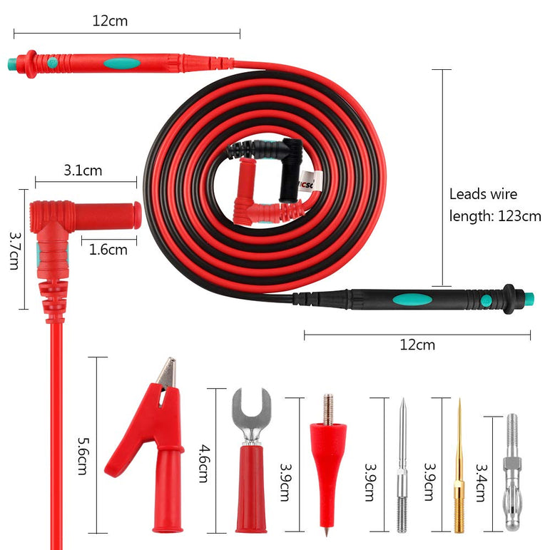 Micsoa Multimeter Test Leads Kit, Digital Multimeter Leads with Alligator Clips Replaceable Multimeter Probes Tips Set of 16