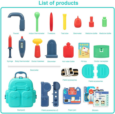 D-FantiX Doctor Kit for Kids Boys Girls, 23Pcs Kids Doctor Kit Backpack for Toddlers Pretend Play, 3 in 1 Educational Toy Medical Kit Toy Gift for Toddlers Ages 3 4 5 6 7 8 Years Old (Blue)