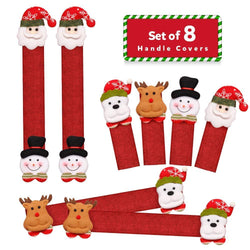 D-FantiX Santa Snowman Refrigerator Door Handle Covers Set of 8