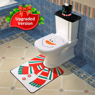 D-FantiX 4-Piece Snowman Santa Bathroom Toilet Seat