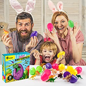 D-FantiX 16Pcs Toys Filled Easter Eggs Plastic