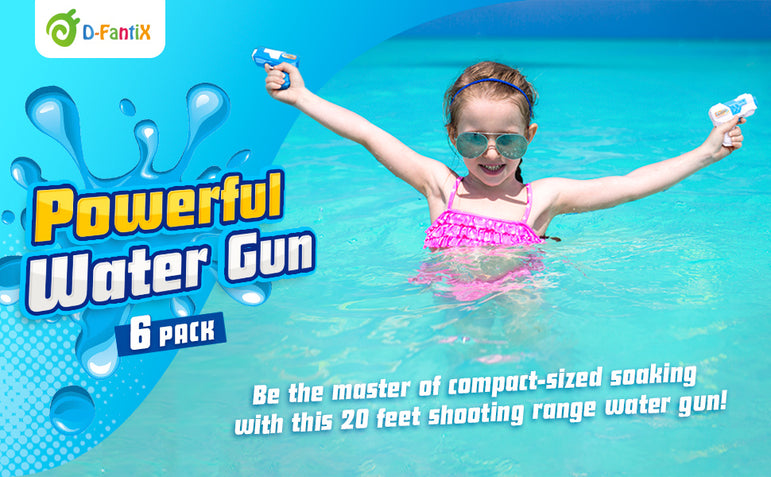 D-FantiX Water Gun 6 Pack, Small Water Blaster Soaker Squirt Guns Bulk for Water Fighting