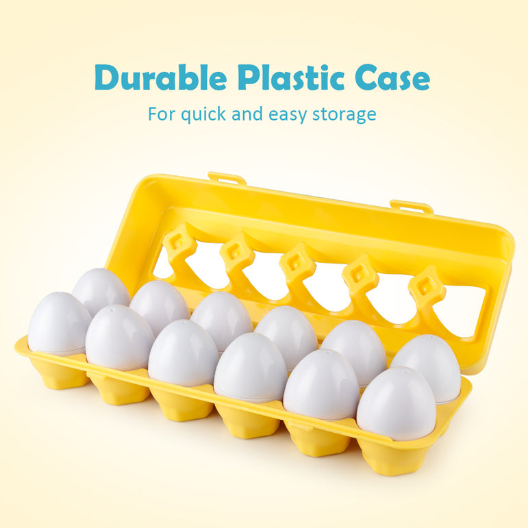 D-FantiX Color Matching Egg Set of 12, Vegetables Fruits Matching Easter Eggs For Kids Toddlers