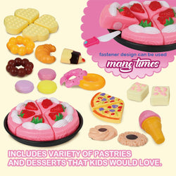 D-FantiX Kids Tea Set for Little Girls, 52Pcs Pretend Play Princess Tea Party Set for Toddlers Toy Tea Playset Play Food Accessories