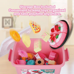 D-FantiX Kids Tea Set for Little Girls, 52Pcs Pretend Play Princess Tea Party Set for Toddlers Toy Tea Playset Play Food Accessories