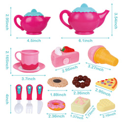 D-FantiX Kids Tea Set for Little Girls, 52Pcs Pretend Play Princess Tea Party Set for Toddlers Toy Tea Playset Play Food Accessories