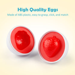 D-FantiX Color Matching Egg Set of 12, Vegetables Fruits Matching Easter Eggs For Kids Toddlers