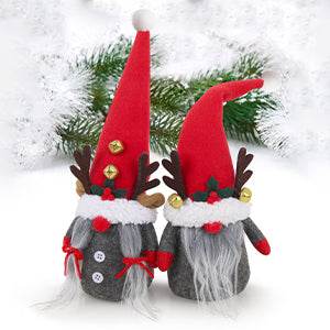 D-FantiX Christmas Gnomes with Bell Reindeer Horns Ornaments