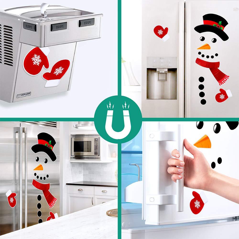 D-FantiX 16 Pcs Fridge Snowman Magnet Refrigerator Stickers