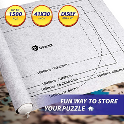 D-FantiX Jigsaw Puzzle Mat Roll Up Puzzle Mats for Jigsaw Puzzles Keeper Saver Store Jigroll Up to 500 1000 1500 Pieces, Inflatable Tube, 3 Elastic Fasteners, Premium Pump and Storage Bag 41" x 30"