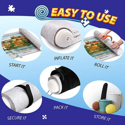 D-FantiX Jigsaw Puzzle Mat Roll Up Puzzle Mats for Jigsaw Puzzles Keeper Saver Store Jigroll Up to 500 1000 1500 Pieces, Inflatable Tube, 3 Elastic Fasteners, Premium Pump and Storage Bag 41" x 30"
