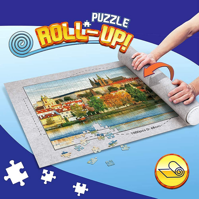 D-FantiX Jigsaw Puzzle Mat Roll Up Puzzle Mats for Jigsaw Puzzles Keeper Saver Store Jigroll Up to 500 1000 1500 Pieces, Inflatable Tube, 3 Elastic Fasteners, Premium Pump and Storage Bag 41" x 30"